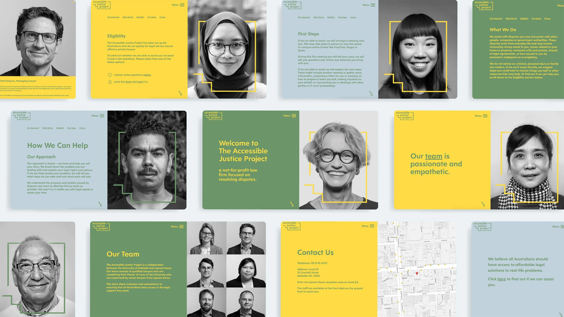 Accessible Justice Project website screens