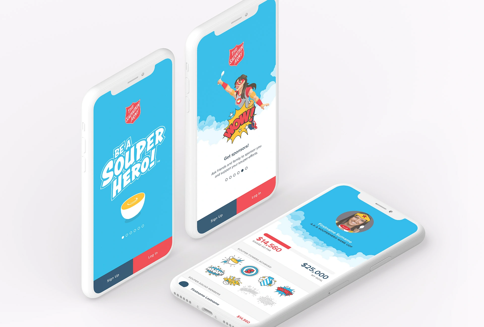 Be a Souperhero app development screens