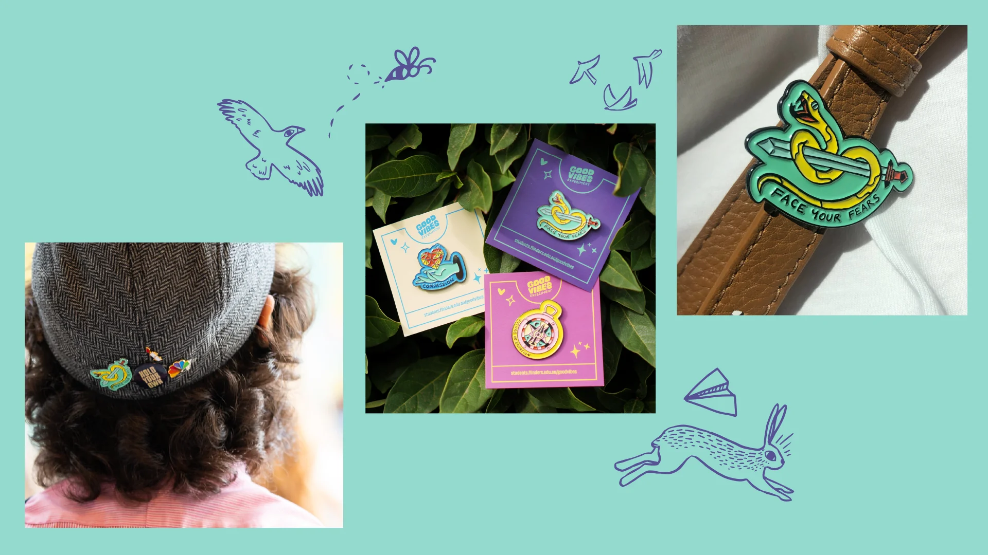 Good Vibes Experiment enamel pin design