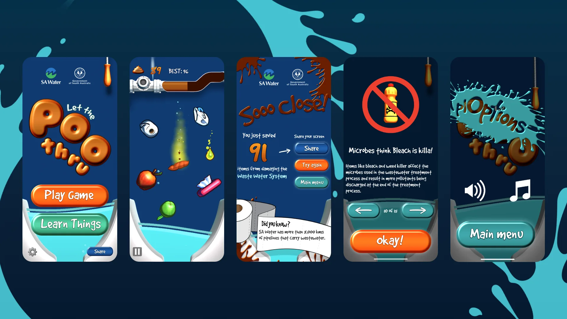 Let the Poo Thru app interface screenshots
