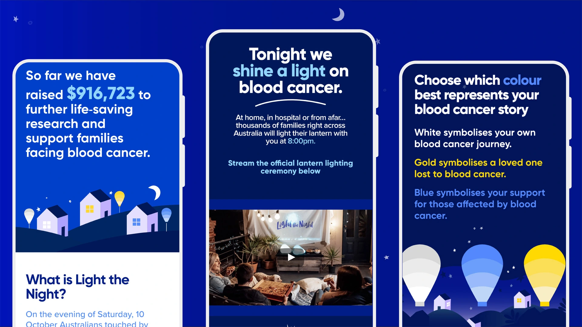 Light the Night mobile interface design
