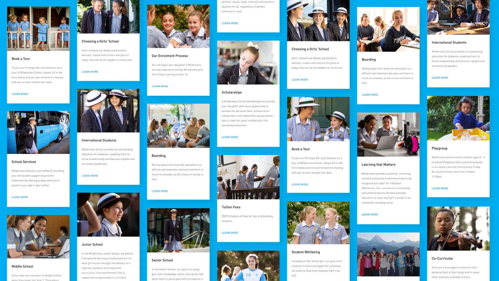 Wilderness School website panels and photography