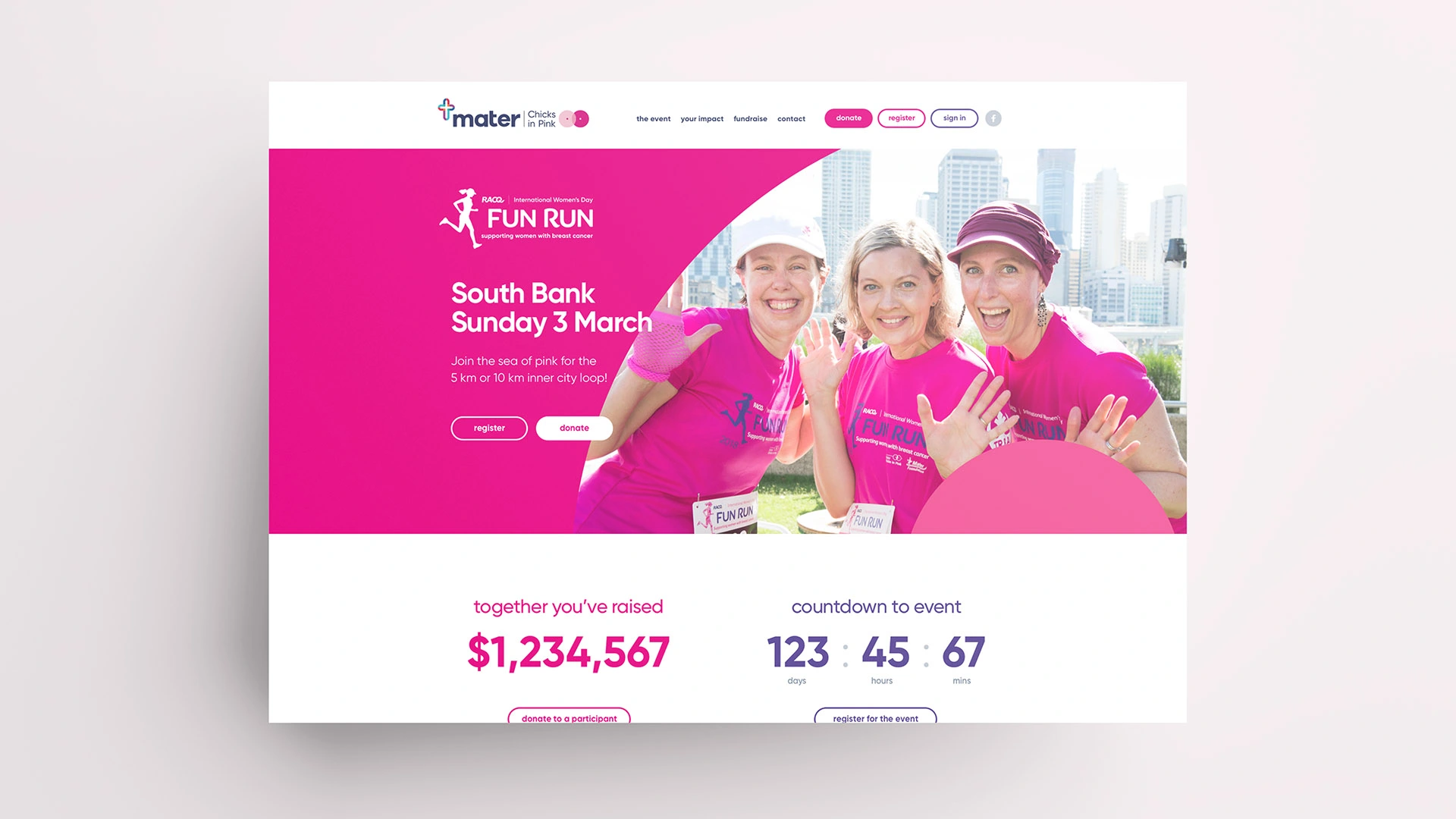 Women's Day Fun Run website home page