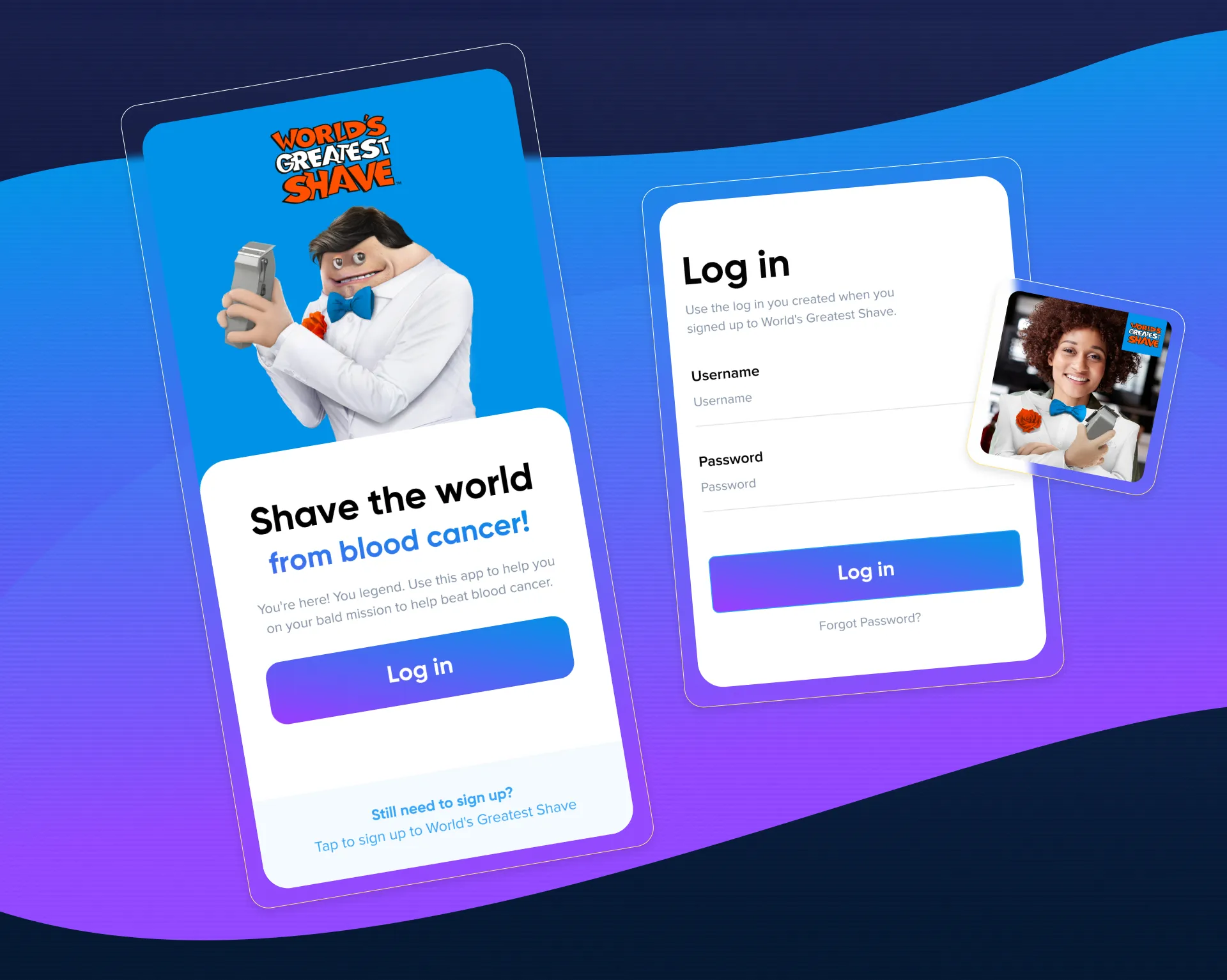 World's Greatest Shave app splash design