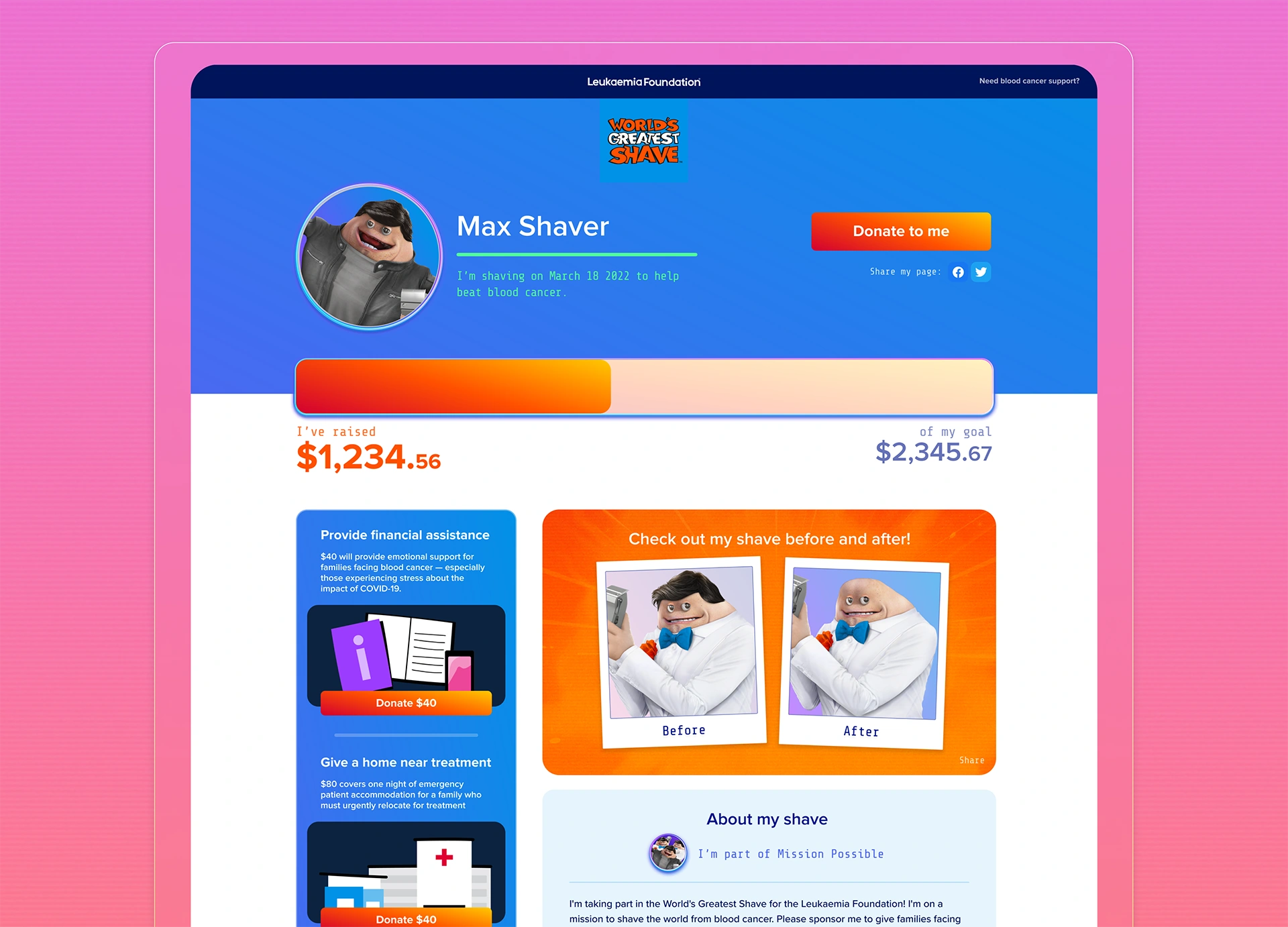 World's Greatest Shave desktop website design